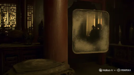 我见过一面镜子，不是寻常的镜子，照不见人的脸面，却照得见人的心。

这镜子方方正正，挂在城隍庙的偏殿里，积了厚厚的灰尘。庙祝说，这镜子唤作"照心镜"，是前朝一位道士留下的。我初听时颇觉新奇，心想这世上哪有照心的镜子，不过是欺人之谈罢了。然而庙祝言之凿凿，说是确有奇效，我便生了好奇心。

一日，我趁庙祝不在，偷偷溜进偏殿，站在镜前。镜面灰蒙蒙的，照不出人影，只隐约映出殿内陈设的轮廓。我正欲转身离去，忽见镜中泛起涟漪，如同水面被风吹皱。继而镜中竟显出一个人形来，细看之下，却不是我。

那人形瘦削，背微驼，着一件褪色的长衫，在镜中来回踱步。我定睛一看，不由大惊：那人面目竟与我一般无二，只是神情阴鸷，目光闪烁，嘴角挂着冷笑。他忽而站定，直视着我，嘴唇翕动，似在说话，却无声息。

我心中骇然，不觉后退几步。镜中人却笑了，那笑容极是古怪，三分讥诮，七分恶毒。他忽地伸手，竟从镜中探出，一把抓住我的衣襟。我大惊失色，拼命挣扎，却见他另一手已举起一把明晃晃的匕首，向我心口刺来。

我大叫一声，跌坐在地。再看镜中，已空无一物，只有我惨白的脸映在上面。

自此之后，我每每路过城隍庙，总要绕道而行。那镜子照出的，或许正是人心深处蛰伏的恶念罢。

人心如镜，照见的未必是自己愿意承认的模样。 by Hailuo AI Video Generator