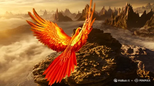 凤凰展翅飞向太空 by Hailuo AI Video Generator