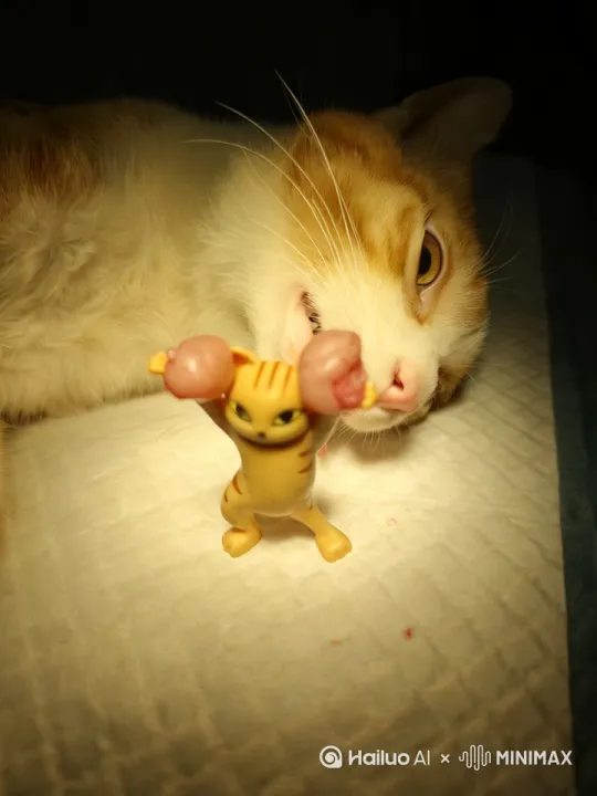 蛋蛋变成双枪，猫咪拿着枪，说双枪会给出答案 by Hailuo AI Video Generator