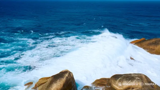 - 大海：广阔无垠，呈现出蓝色 ，海浪翻涌，白色的浪花拍打着岸边礁石，展现出海洋的动态之美。
 
- 礁石：分布在海边，经受着海浪的冲刷，是海洋与陆地交接处的独特地貌。
 
- 花朵：窗台上的粉色花朵，搭配绿色枝叶，为画面增添了一抹生机与柔美，彰显着生命的力量 。 by Hailuo AI Video Generator