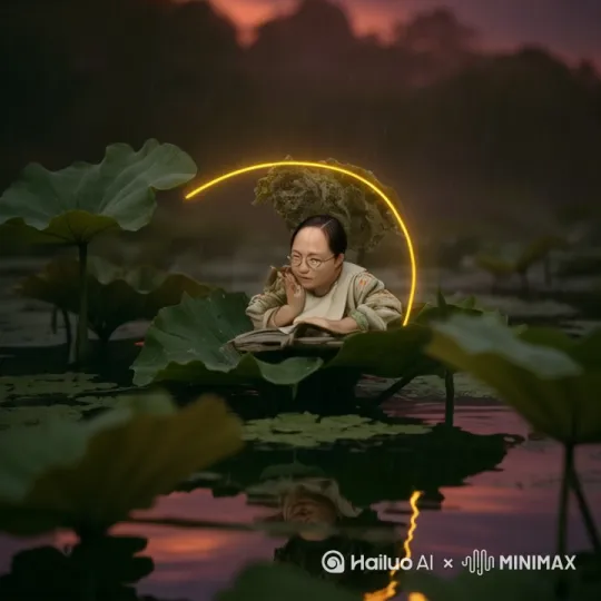 青蛙突然站起来，整个天空都变得明亮了，青蛙变成一名娜多姿的美女。 by Hailuo AI Video Generator