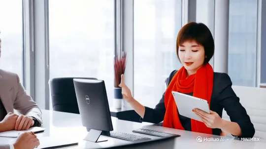 一位美女在一家IT公司做主管 by Hailuo AI Video Generator