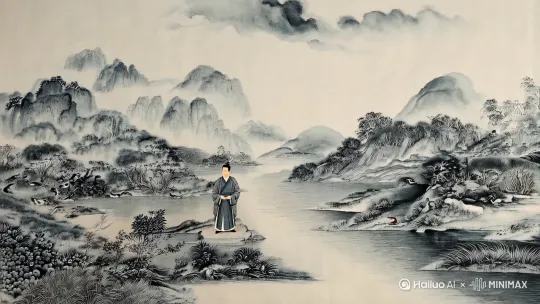 中国古代历史介绍解析片头，水墨风，画面清新，具有自己的特点 by Hailuo AI Video Generator