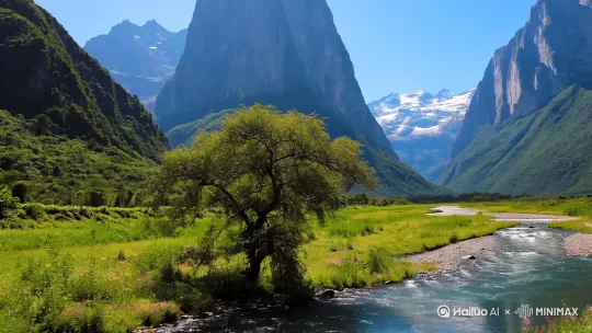 风景, 高山流水, 人间仙境 by Hailuo AI Video Generator