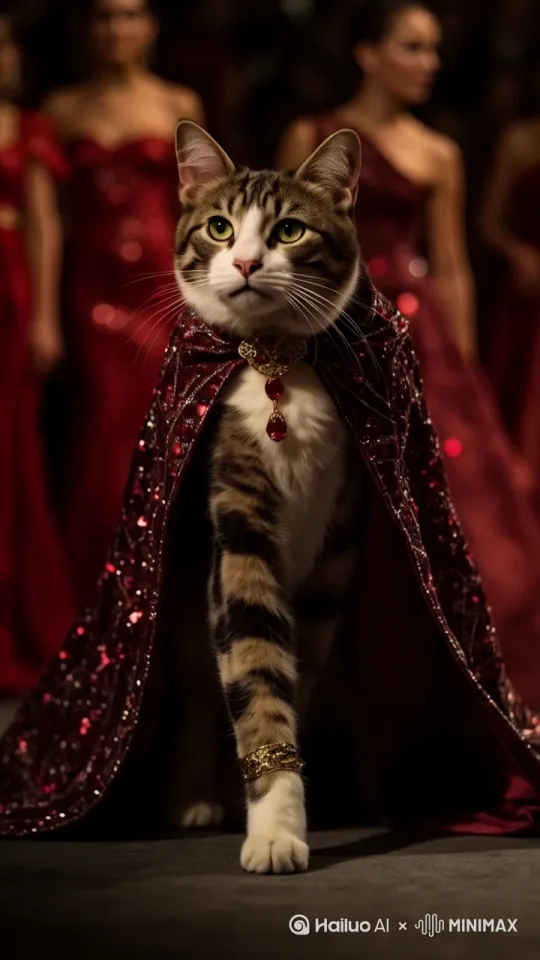 猫咪在T台走猫步 by Hailuo AI Video Generator