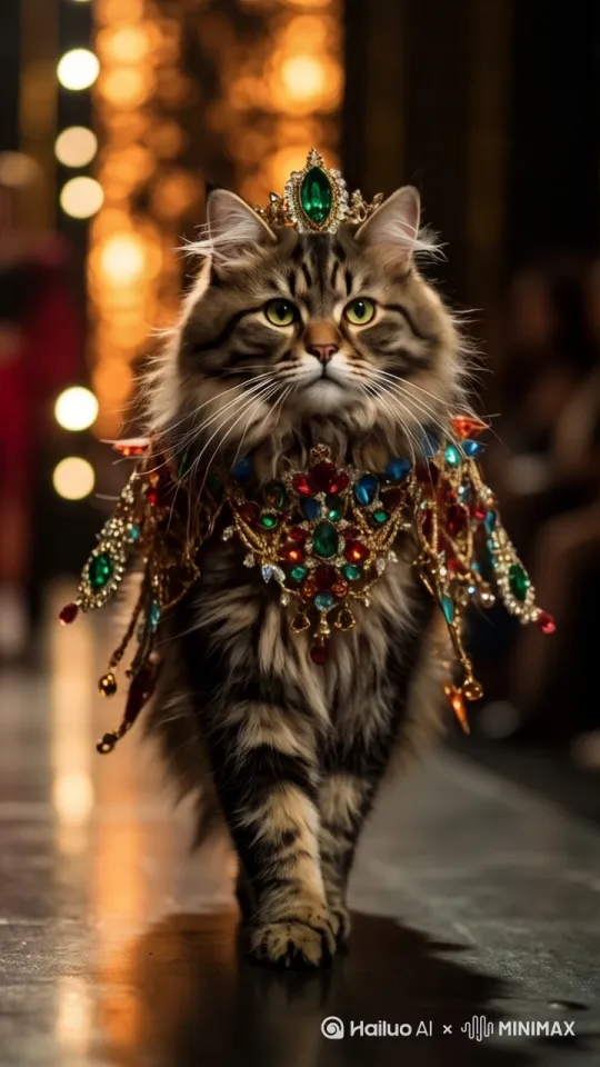 猫咪在T台走猫步 by Hailuo AI Video Generator