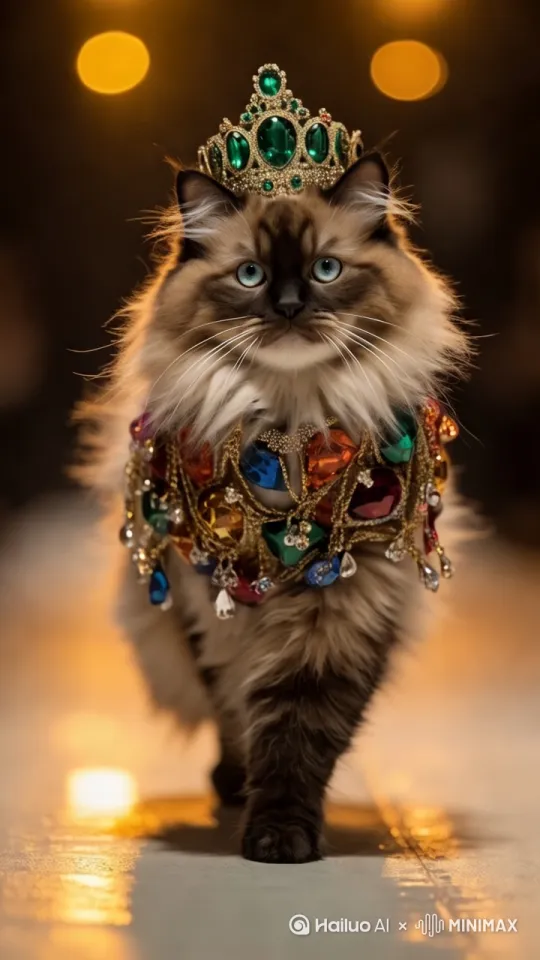 猫咪在T台走猫步 by Hailuo AI Video Generator