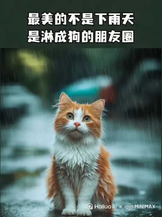 画面上的字不要动，猫咪用爪子洗头，眼中带着一丝疲惫 by Hailuo AI Video Generator