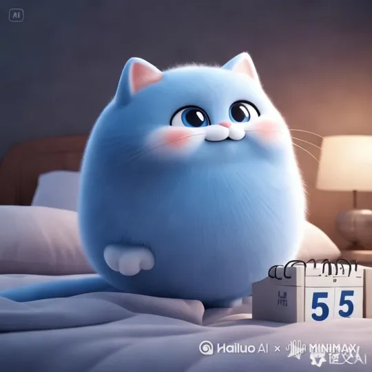 让这只小猫看向这个年月日，都发现5月5日了，特别震惊 by Hailuo AI Video Generator