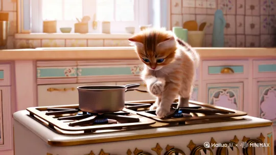 小猫在做饭 by Hailuo AI Video Generator