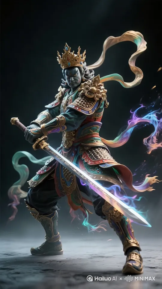 漩涡状,压迫感极强,南方增长天王的剑呈现粒子特效 在阴影下显得渺
小,暗黑色天空与金色光芒形成强烈对比,超现实史
诗感画面,超广角低角度镜头,8K写实风格,末日降
临的压迫氛围,雷电在裂缝边缘闪烁,动态模糊效果
增强巨手运动轨迹 by Hailuo AI Video Generator