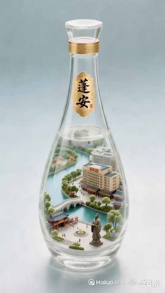 从上从上往下看，让酒瓶顺时针方向匀速转动起来。 by Hailuo AI Video Generator