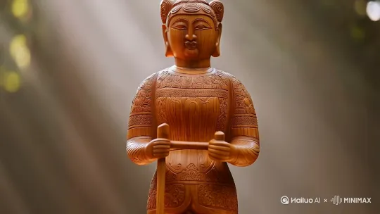 拿着木棍的木头人 by Hailuo AI Video Generator