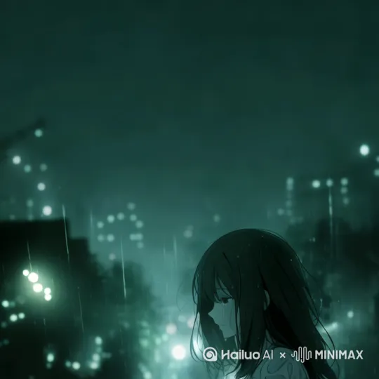 00:00 女孩流出眼泪，行走在路上
镜头慢速右移（速率0.3m/s）配合0.1倍速变焦，  
背景霓虹光斑产生高斯模糊，夜晚下着大雨
--fps 24 --motion 0.7 --film_grain 0.3  
--no humans,electronics,text  
// 光影规范参照《言叶之庭》第17分镜数据库  
[左移,跟随] by Hailuo AI Video Generator