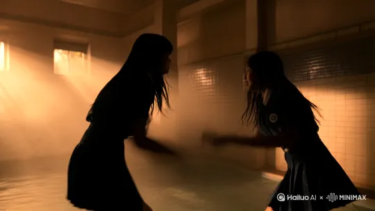 两个女高中生在浴池打架 by Hailuo AI Video Generator