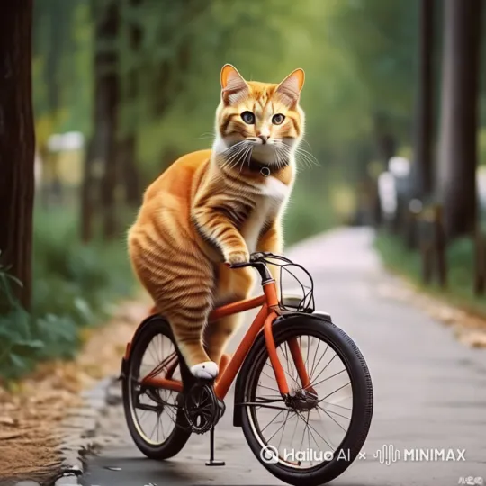 大橘猫行走在乡间的小道上。后面跟着三四个小猫。小狗 by Hailuo AI Video Generator