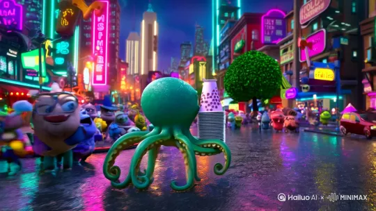章鱼快递员大战奶茶星人 by Hailuo AI Video Generator