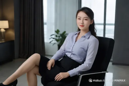一个女人站起来，把脚踩在椅子上 by Hailuo AI Video Generator