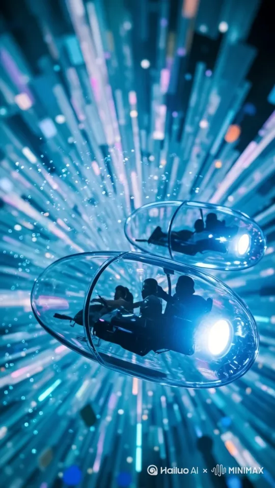 POV shot through quantum tunnel with data visualization --motion 12 by Hailuo AI Video Generator