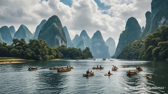 /各小船在水中由远及近开过来 by Hailuo AI Video Generator