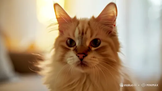 可爱的猫咪，盯着镜头嗅一下，微微张嘴 by Hailuo AI Video Generator