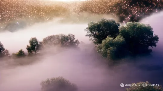 根据"Crossing Winds"风格的音乐视频，画面以梦幻般的电子合成器音色为灵感，展现一片广阔无垠的虚拟世界。镜头从空中缓缓下降，穿越迷雾缭绕的森林，树梢间闪烁着微弱的光芒。随着节奏逐渐加快，镜头转向正在飞行的宇航飞船，宇航飞船充满科技感，在月光下的飞行。背景切换至未来都市的天际线，霓虹灯与星辉交织，营造出科技感十足的夜景。最后，镜头拉远，中远景结合，强调动态与空间感。 by Hailuo AI Video Generator