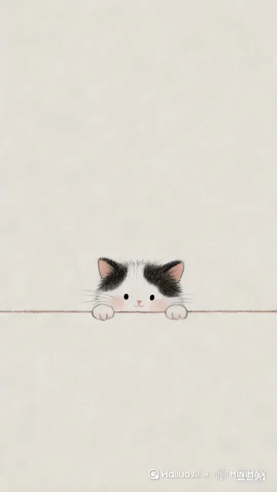 小猫从底下一点一点露头。胆怯的眨眨眼。好奇的歪头看着[左移,推进,右摇] by Hailuo AI Video Generator