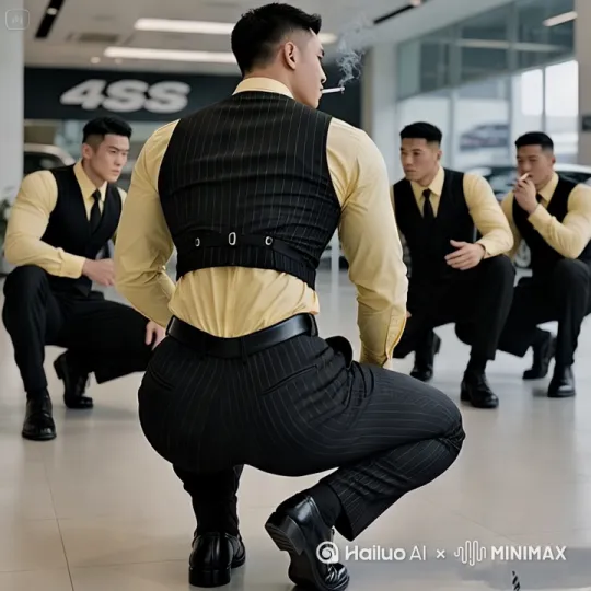 正装男向后坐在地上，双手抱头[下降,上摇] by Hailuo AI Video Generator