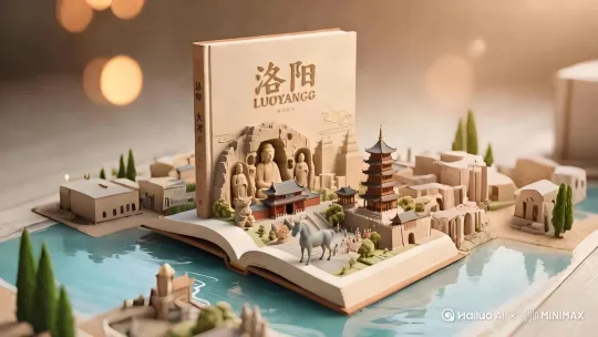 [变焦推进]，画面中放大白马寺[右移,左摇,跟随]。穿越龙门石窟进入海底，巨浪翻滚 鹅毛大雪 [推出,上升,下摇]。写实风格。超高清。 by Hailuo AI Video Generator