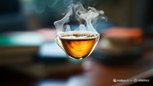 1. [冻结帧]  
"Close-up咖啡杯倾倒瞬间定格，液体飞溅呈晶体化，360度环绕镜头，蒸汽悬浮颗粒，电影级景深，8k细节"  

2. [空间撕裂]  
"半透明量子裂缝撕裂画面，碎片飘浮折射多重空间，蓝移色差特效，摄像机螺旋推进，能量粒子拖尾"  

3. [维度过渡]  
"跨维度残影渐变，咖啡液转为星云漩涡，办公桌坍缩为书本堆，连续动作保持拓扑结构，莫比乌斯环透视"  

4. [重组镜头]  
"高速摄影书页飞散重组为城市天际线，时间流速对比，慢动作接加速播放，镜头眩光耀斑，超现实构图"  

**特效强化词**  
- 物理引擎："RealFlow液体模拟，Houdini粒子系统，破碎力学延迟"  
- 视觉风格："Christopher Nolan式硬科幻调色，低饱和度金属质感，故障艺术干扰条纹"  
- 空间扭曲："四维超立方体投影，引力透镜效应，非欧几何过渡" by Hailuo AI Video Generator