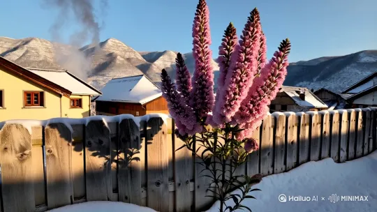 分镜1: 傲雪绽放的腊梅在覆满积雪的木栅栏旁轻轻摇曳。被白雪覆盖的村舍屋顶腾起袅袅炊烟,远处层叠的山峦在阳光下泛着银光。摄像机缓慢拉远展现村庄全景。
分镜2: 几只麻雀在挂满雾凇的老槐树枝头蹦跳,积雪压弯的枝桠不时洒落雪粉。阳光穿透薄云洒在雪地上,结霜的篱笆与冻住的田野构成宁静的冬日画卷。 by Hailuo AI Video Generator