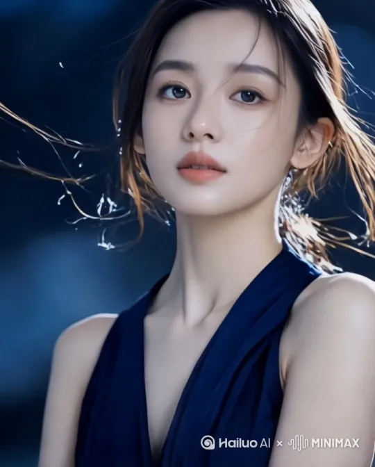 美女面朝大海，海风吹过长发飘飘 by Hailuo AI Video Generator