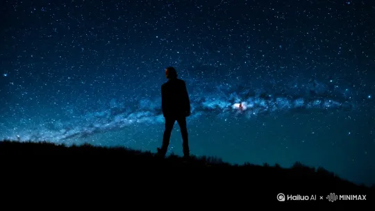 亞哈书阿在浩瀚的星空中与我漫步 by Hailuo AI Video Generator