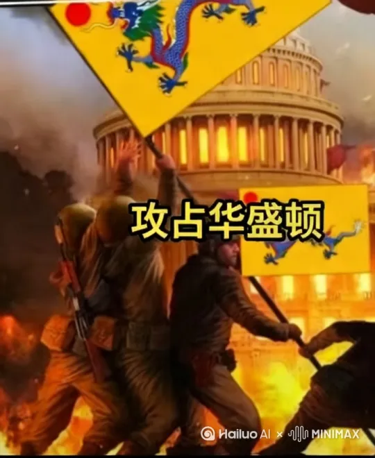 大大清王朝占领全世界，攻打美国，然后占领了华盛顿。时间弄久一点，30秒左右。 by Hailuo AI Video Generator