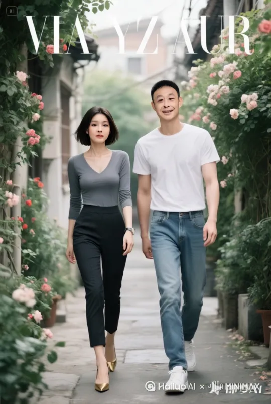 走起来，停下，拥抱深情的狂吻。[左移,推进,右摇] by Hailuo AI Video Generator
