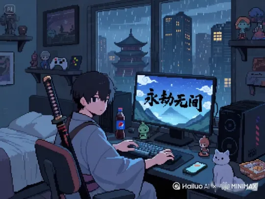 窗外下雨，人物身体在小范围晃动，其余不要更改 by Hailuo AI Video Generator