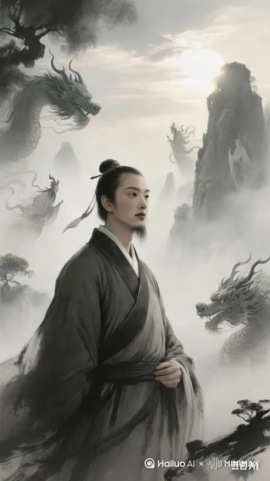使使这个人物动起来仰望星空大笑[推出,上升,下摇][左移,上升] by Hailuo AI Video Generator