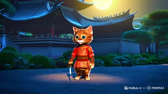 根据你的需求，以下是一个适合生成“萌猫咪穿侠客衣，佩剑，月光下”视频的提示词：

### 提示词：
```
A cute kitten dressed in a traditional Chinese warrior's outfit, complete with a small sword at its side. The scene is set under the soft glow of the moonlight, casting gentle shadows. The kitten has a determined yet adorable expression, with its fur slightly ruffled by the night breeze. The background features a serene, ancient Chinese garden with traditional architecture and lanterns illuminating the path. The overall atmosphere is mystical and enchanting, with a cinematic lighting style that highlights the details of the kitten's outfit and the surroundings.
```

### 详细解释：
1. **角色描述**：
   - **Cute kitten**：强调猫咪的可爱特质。
   - **Traditional Chinese warrior's outfit**：描述猫咪穿着传统的中国侠客服装。
   - **Small sword at its side**：说明猫咪佩戴着一把小剑。

2. **场景设置**：
   - **Soft glow of the moonlight**：营造出柔和的月光氛围。
   - **Gentle shadows**：月光下的柔和阴影。
   - **Serene, ancient Chinese garden**：背景是一个宁静的古代中国花园。
   - **Traditional architecture and lanterns**：传统建筑和灯笼点缀在场景中。

3. **氛围和风格**：
   - **Mystical and enchanting**：整体氛围神秘而迷人。
   - **Cinematic lighting style**：使用电影级的灯光效果，突出细节。

### 关键词：
- Cute kitten
- Traditional Chinese warrior's outfit
- Small sword
- Moonlight
- Serene ancient Chinese garden
- Traditional architecture
- Lanterns
- Mystical and enchanting
- Cinematic lighting

你可以将这些提示词输入到AI绘画工具或视频生成工具中，以生成符合你期望的图像或视频。 by Hailuo AI Video Generator