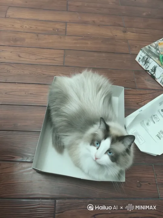 猫猫把毛皮换下来，给一旁的小老鼠穿了 by Hailuo AI Video Generator