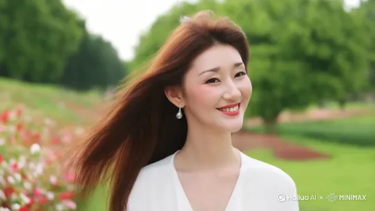 分镜头4：公园漫步
来到户外，淡绿色纯色背景代表公园的环境。女生披着长发，穿着那套经典的白色服装，漫步在公园小径上。她时而停下脚步欣赏路边的花朵，时而微微仰头感受微风，发丝随风飘动，脸上洋溢着惬意的神情，清新自然，展现出悠然的生活节奏。美女写真视频。 by Hailuo AI Video Generator