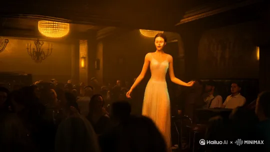 数字美女在酒吧唱歌 by Hailuo AI Video Generator