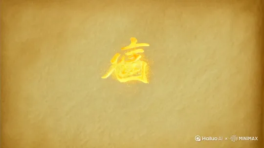 1. 片头（0:00-0:05）
​
- 镜头：俯视拍摄海面漩涡，古卷轴展开声效同步
​
- 画面：泛黄宣纸背景，墨色晕染出海浪幻化的龙形水墨，毛笔字“敖”字印章盖落，金粉飘散
​
- 特效：水墨流动质感，印章金光粒子
​
- 音效：古琴泛音叠加海浪声渐强 by Hailuo AI Video Generator