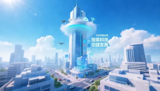 围绕最高建筑[推进] 四周旋转，街道车辆行驶[上摇]  无人机在四周盘旋
[上升] by Hailuo AI Video Generator