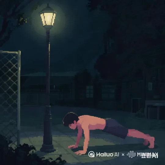 男生在做俯卧撑 by Hailuo AI Video Generator