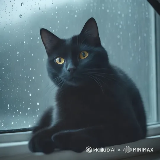 小猫说：妈妈，外面下雨了，还他妈下冰雹了 by Hailuo AI Video Generator
