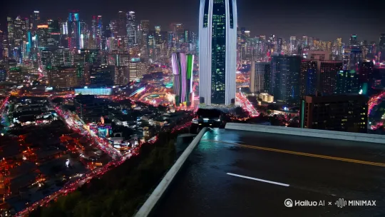 无人机俯拍现代城市天际线，霓虹灯与车流交织
黑色越野车从摩天大楼阴影中冲出，碾过路面积水
低角度跟拍，水花飞溅慢镜头
电子节奏音效+引擎轰鸣
THE URBAN BEAST（都市猛兽）
后视镜特写，城市景象突然沙化
车辆穿过沙尘漩涡，场景突变
360度环绕镜头
鼓点渐强，加入沙漠风啸音效
BORN FOR WILD（为野而生）

沙漠中车辆飞跃沙丘，金色夕阳下扬起沙暴
轮胎特写展现全地形胎纹，底盘升降系统运作
航拍大景别+驾驶舱第一视角
史诗感交响乐高潮
850Nm TORQUE（850牛米扭矩）

车辆停驻悬崖，背景同时呈现城市灯光与沙漠星空
车灯组呼吸式点亮，引擎盖热气蒸腾
推镜头至车标特写
人声吟唱渐弱XX越野车 - 双面征服 by Hailuo AI Video Generator
