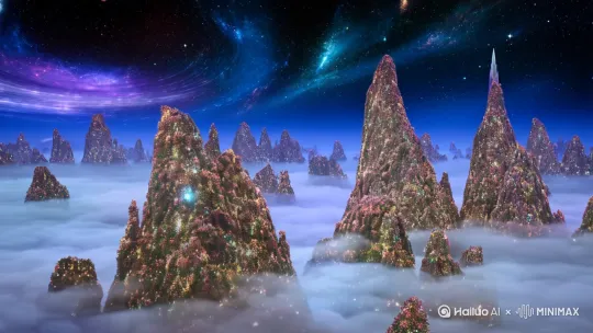 未来科技感宇宙悬浮山水画 by Hailuo AI Video Generator