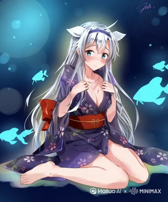 动作幅度要小点，慢一点。人物在眨眼睛，头发在微微摆动 by Hailuo AI Video Generator