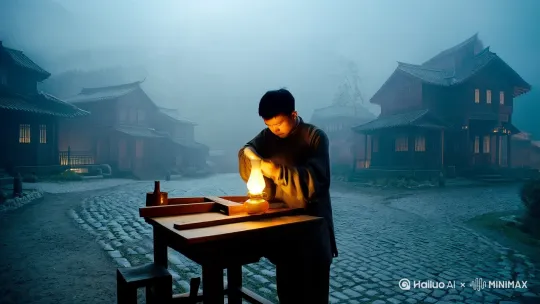 民国年间，江南有座雾气缭绕的青山镇。镇西头住着个年轻木匠阿林，他手艺精湛，却因一件怪事名声大噪。

那是个闷热的夏夜，阿林正在家中打磨木料，突然有人急促敲门。开门一看，是镇上富绅周家的管家，一脸焦急地说：“周老爷病重，想请你连夜打造口寿材，工钱好说。”阿林犹豫片刻，还是应了下来，毕竟周府给的报酬确实丰厚。

阿林跟着管家到了周府，穿过九曲回廊，来到后院一间偏僻的屋子。屋里弥漫着浓重的药味，床上躺着脸色惨白的周老爷，气若游丝。周老爷的夫人站在一旁，眼神飘忽不定，反复叮嘱阿林：“棺材一定要做得严丝合缝，莫要透光。”

阿林点点头，在隔壁厢房开始忙活。月光透过窗棂洒进来，照在他手中的斧头和锯子上，泛着冷光。不知过了多久，阿林终于完成了棺材的雏形。这时，一阵阴风吹过，油灯突然闪烁不定，阿林打了个寒颤，起身想去关窗。

就在他转身的瞬间，余光瞥见棺材里似乎有个黑影一闪而过。阿林以为是自己眼花，揉了揉眼睛，再看时却什么都没有。他摇了摇头，只当是自己太累产生的幻觉，继续埋头干活。

天亮时分，棺材终于做好了。周夫人检查过后，满意地付了工钱，还特意多给了阿林一锭银子，让他不要对外提起此事。阿林觉得有些奇怪，但也没多问，揣着钱就回家了。

当晚，阿林正在熟睡，突然被一阵哭声惊醒。那哭声幽幽咽咽，像是从远处飘来，又仿佛就在窗外。阿林壮着胆子起身查看，却什么都没发现。可当他回到床上，哭声又响了起来，这次还伴随着指甲抓挠木板的声音。

阿林吓得浑身发抖，躲在被窝里不敢动弹。好不容易熬到天亮，他出门打听，才知道周老爷前一晚就已经去世了。更诡异的是，有人说在送葬的队伍中，看到那口棺材里隐隐透出绿光，就像有双眼睛在里面盯着。

从那以后，青山镇就怪事不断。每到深夜，都有人听到周府方向传来哭声和抓挠声，还有人说看到一个穿着寿衣的身影在镇上游荡。阿林也没能幸免，他总是梦到自己被关进那口棺材里，四周漆黑一片，只有一双泛着绿光的眼睛死死地盯着他。

没过多久，阿林就病倒了，嘴里一直念叨着：“别找我，不是我的错……”没几日，阿林就离奇去世了。有人说，是周老爷的魂魄怨恨阿林，因为那口棺材虽然严丝合缝，却在棺盖上留了个极小的缝隙，让周老爷的魂魄无法安息。

自那以后，青山镇的人再也不敢接制作寿材的活儿，那间存放棺材的屋子也被封了起来，成了镇上的禁忌之地。每当夜深人静，偶尔还能听到从那里传来的哭声和抓挠声，仿佛在诉说着一段不为人知的冤屈 。 by Hailuo AI Video Generator