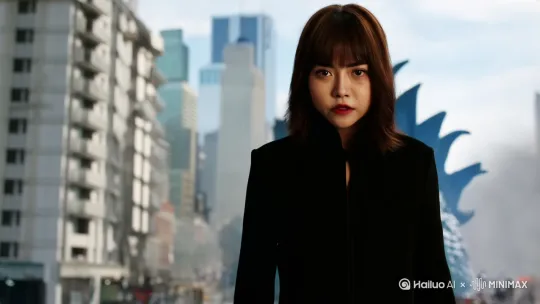 哥斯拉破坏城市，女人变成迪迦奥特曼，与哥斯拉决斗 by Hailuo AI Video Generator